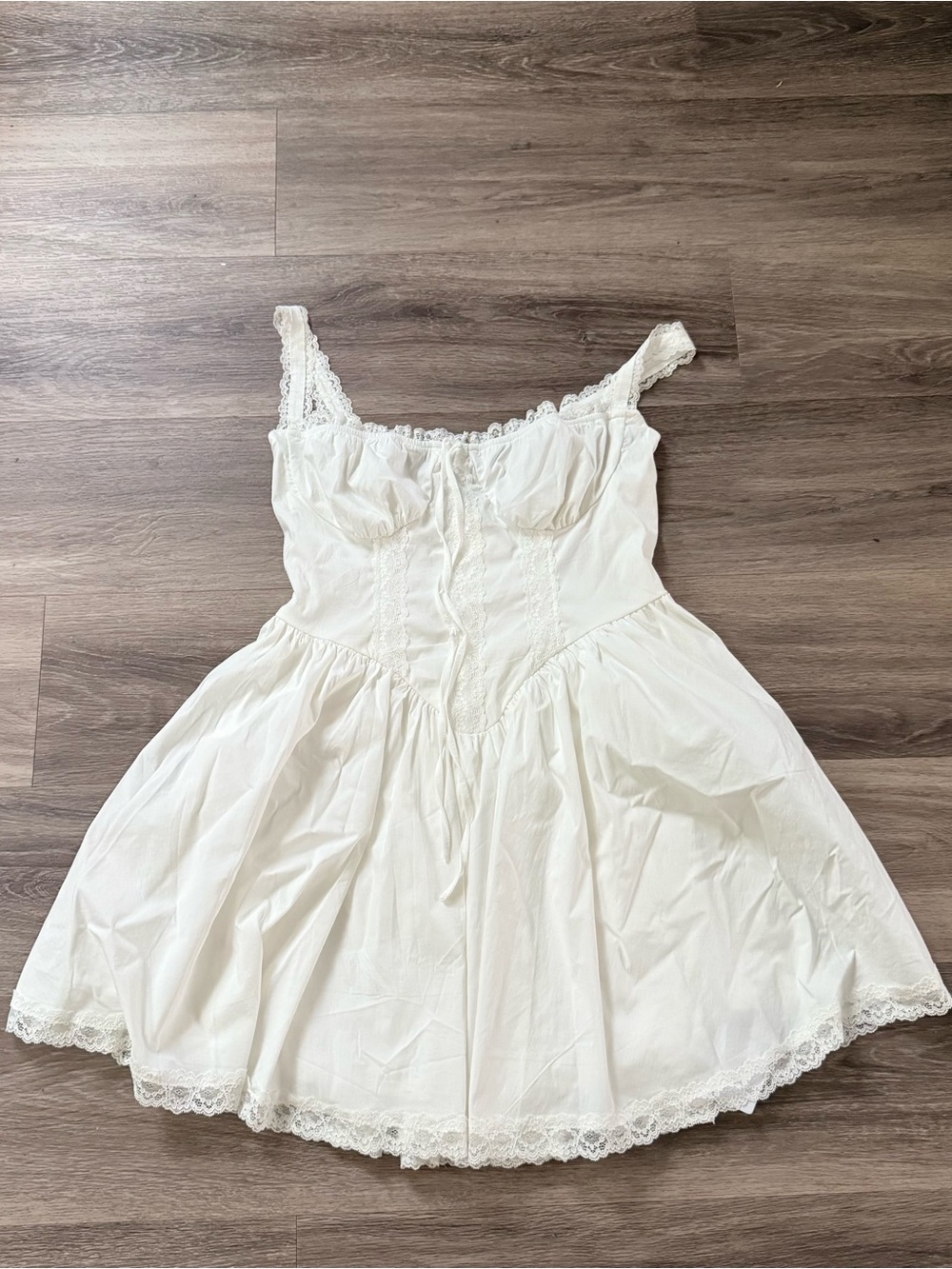 White Lace-Trim Feminine Slip Dress
